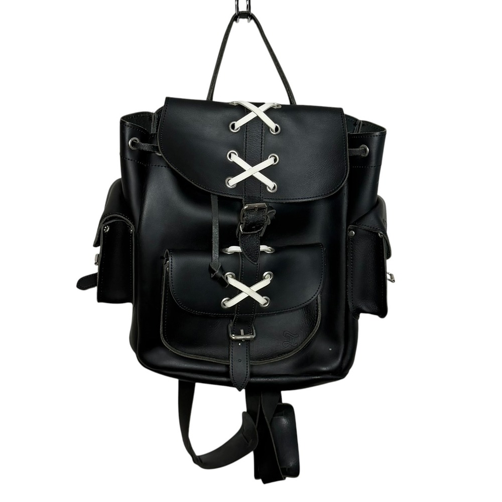 Grafea Leather Hari Lace Backpack Black Made in England Artsy Gothic Indie Punk